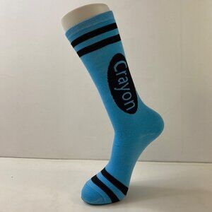 Unisex Knee High Socks Novelty Crayon Pattern Blue Black